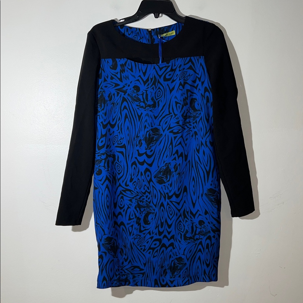 Versace Jeans Collection Black and Blue Patterned Dress